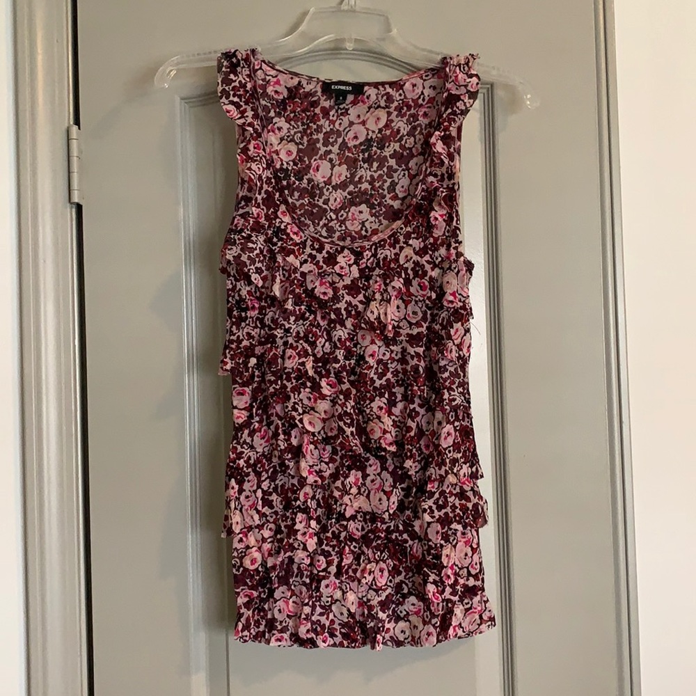 Floral Ruffle Sleeveless Top